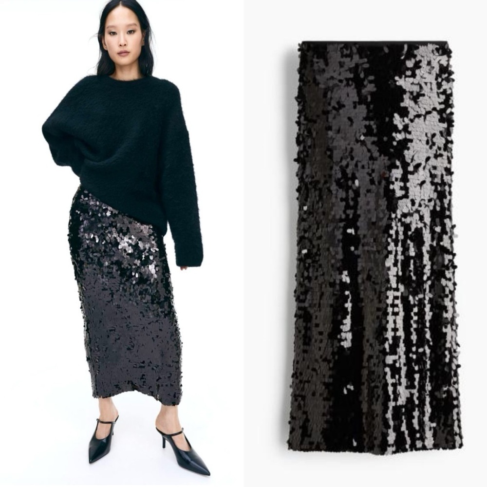 New H&M Sequined Midi Skirt - Picture 2 of 7